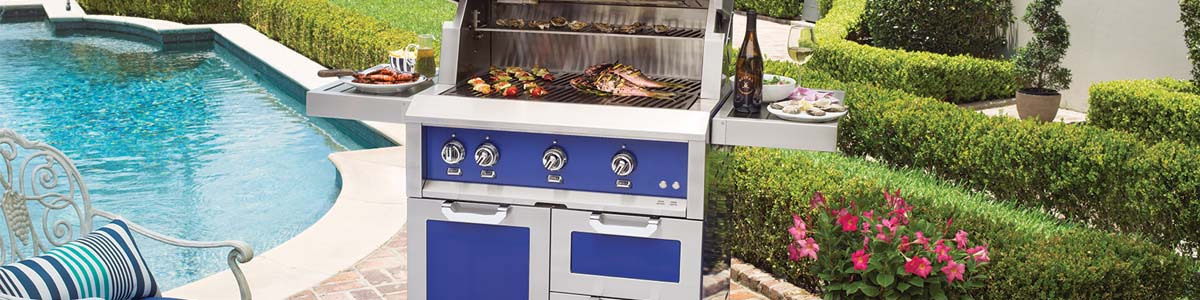 Hestan outdoor kitchen with prince signature color