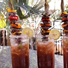 Homemade Bloody Mary with Grilled Tenderloin Kabobs
