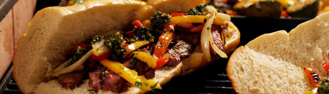 Grilled Skirt Steak and Chimichurri Sandwiches